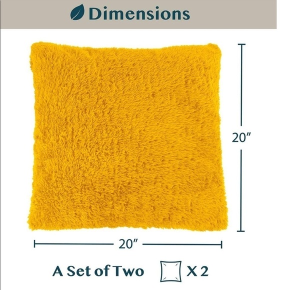 Pavilion mustard yellow decorative fuzzy throw pillows set of 2 - Picture 3 of 8
